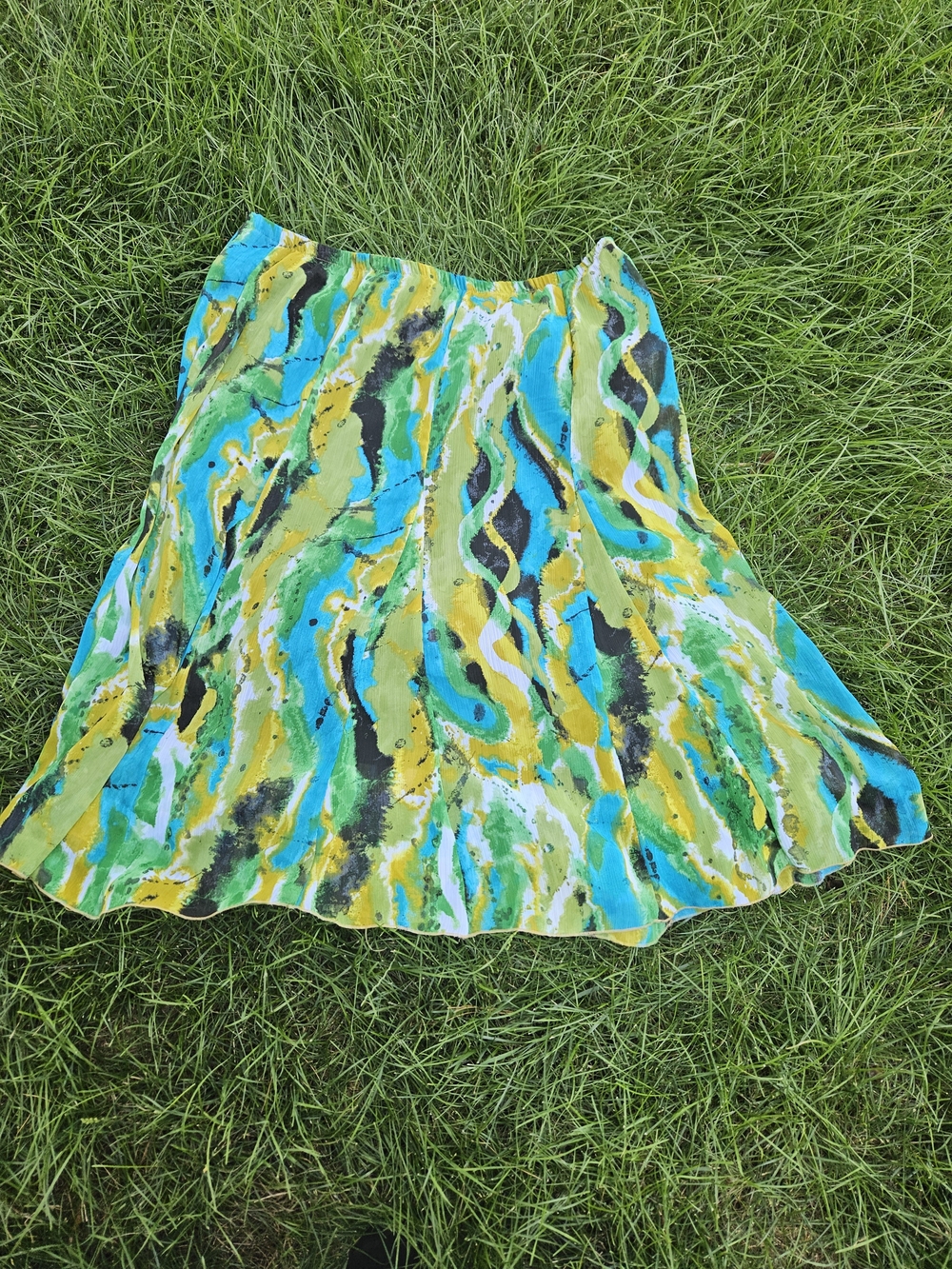 Elementz A-line midi skirt SZ 3X Elastic Waist modest Vibrant Flowy Lightweight